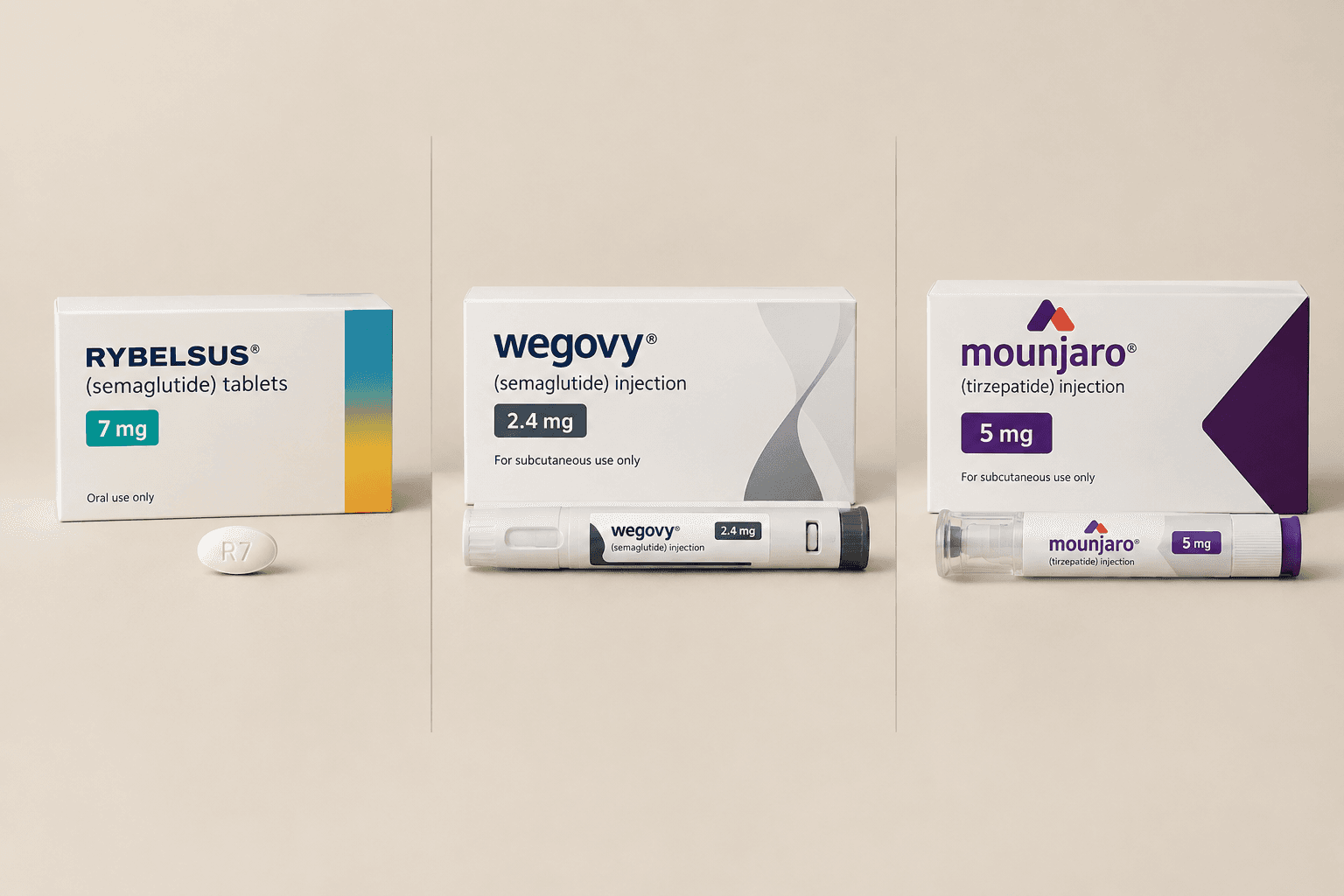 Rybelsus vs Wegovy vs Mounjaro: how oral semaglutide compares to the injectables